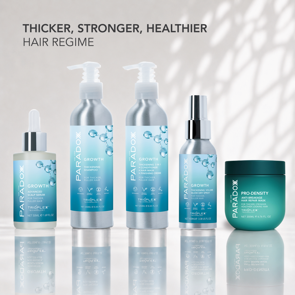 Thicker, Stronger, Healthier Hair Regime. Image of We Are Paradoxx range.